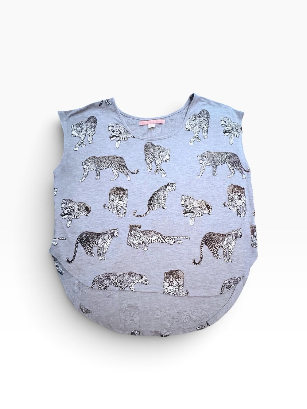Rebellious One Light Gray Leopard All Over Print Sleeveless Top M